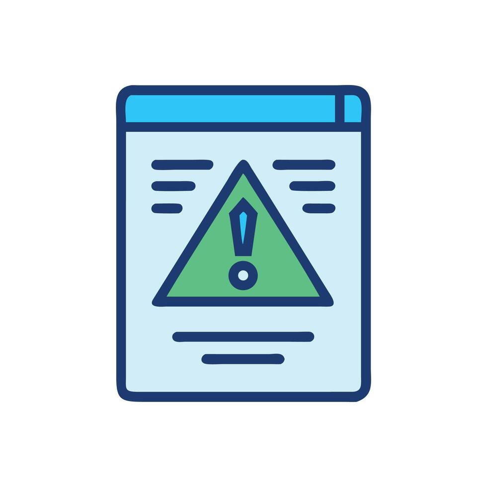 Website Error Page with Exclamation Mark Symbol vector