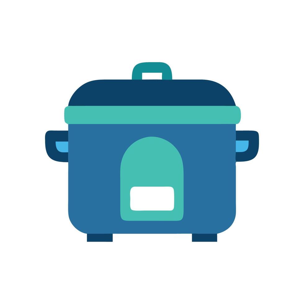 Modern electric rice cooker illustration in blue and green vector