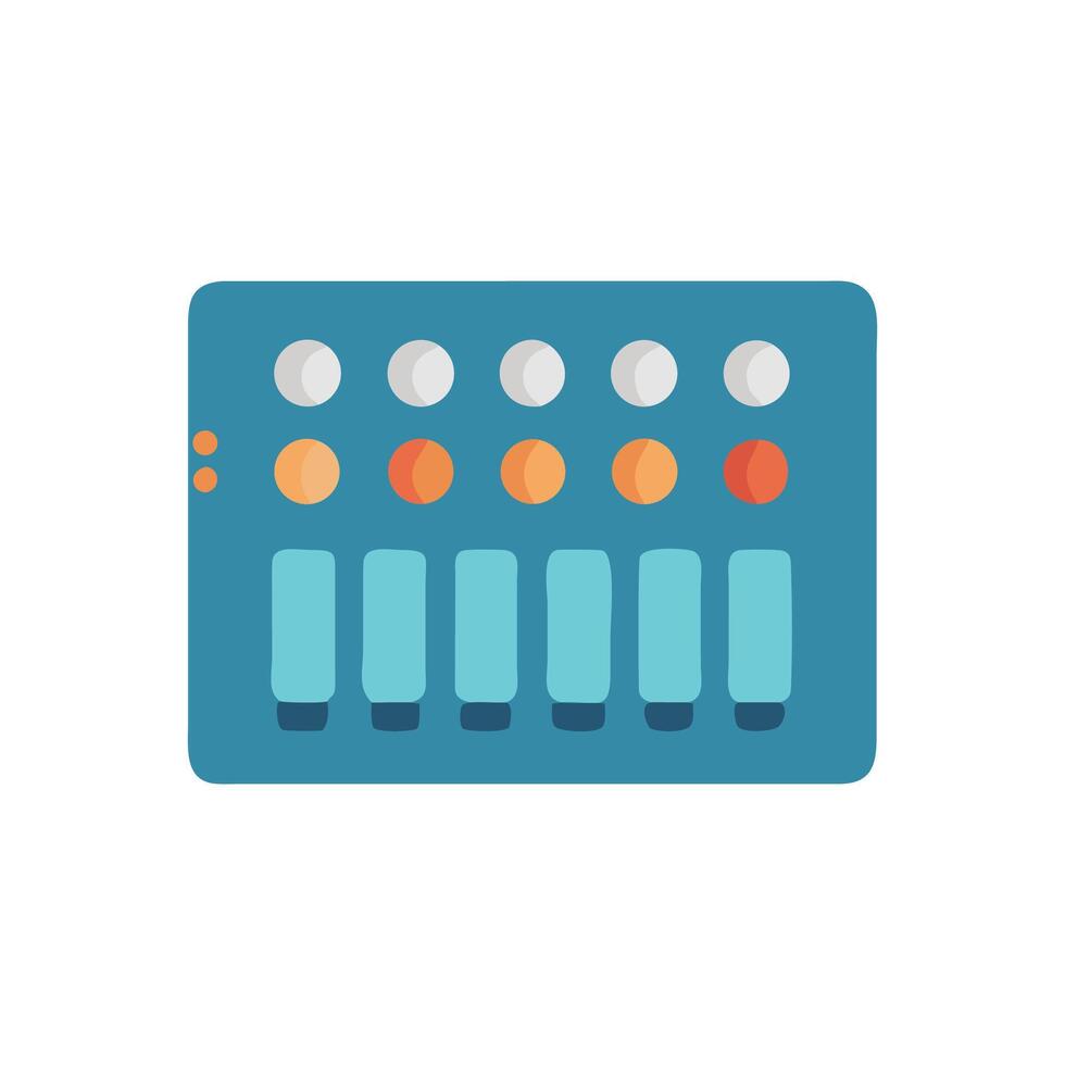 Stylized Blue Synthesizer with Knobs and Buttons Design vector
