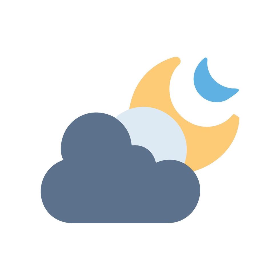Cloudy Night with Crescent Moon Illustration Graphic vector