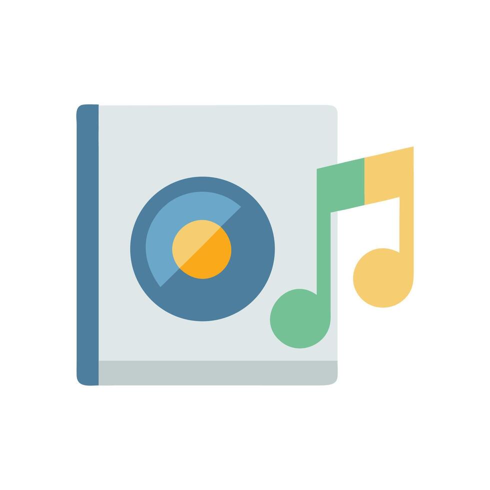 Retro media player with musical note, flat design vector