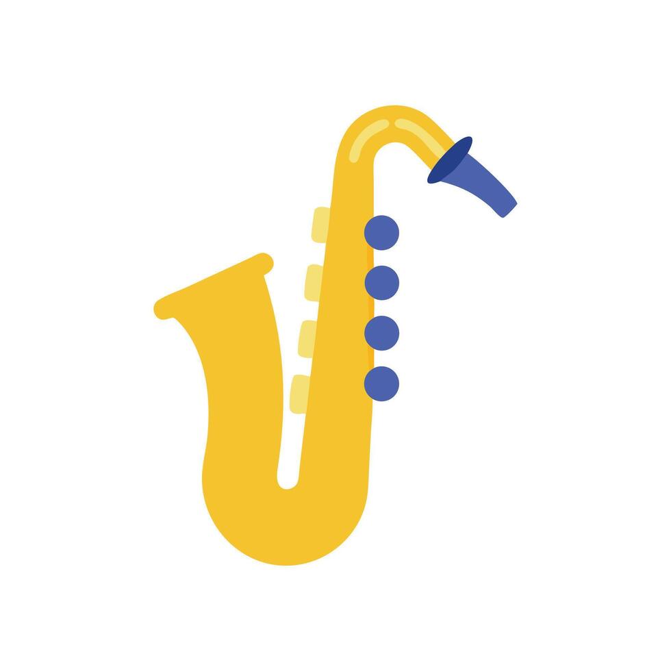 Cartoon Saxophone Illustration on Black Background, Musical Instrument vector