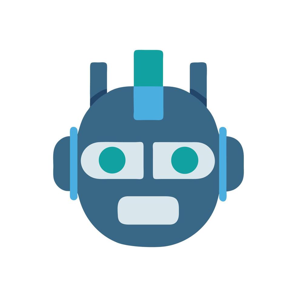 Modern Robot Head Icon with Teal Accents on Black vector
