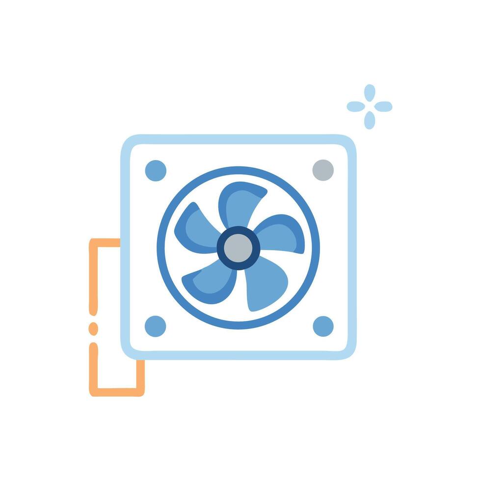 Modern style blue CPU cooler fan illustration icon vector