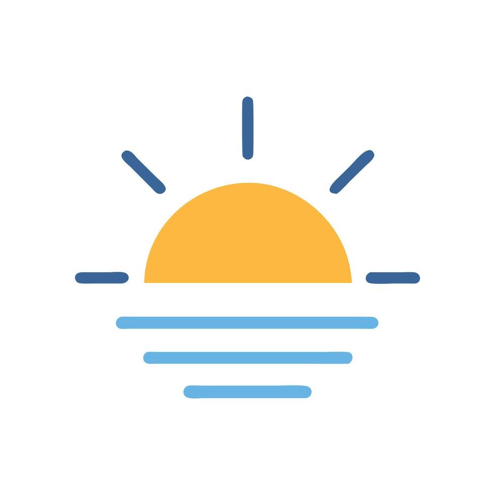 Minimalist Ocean Sunset on Black Background Design vector
