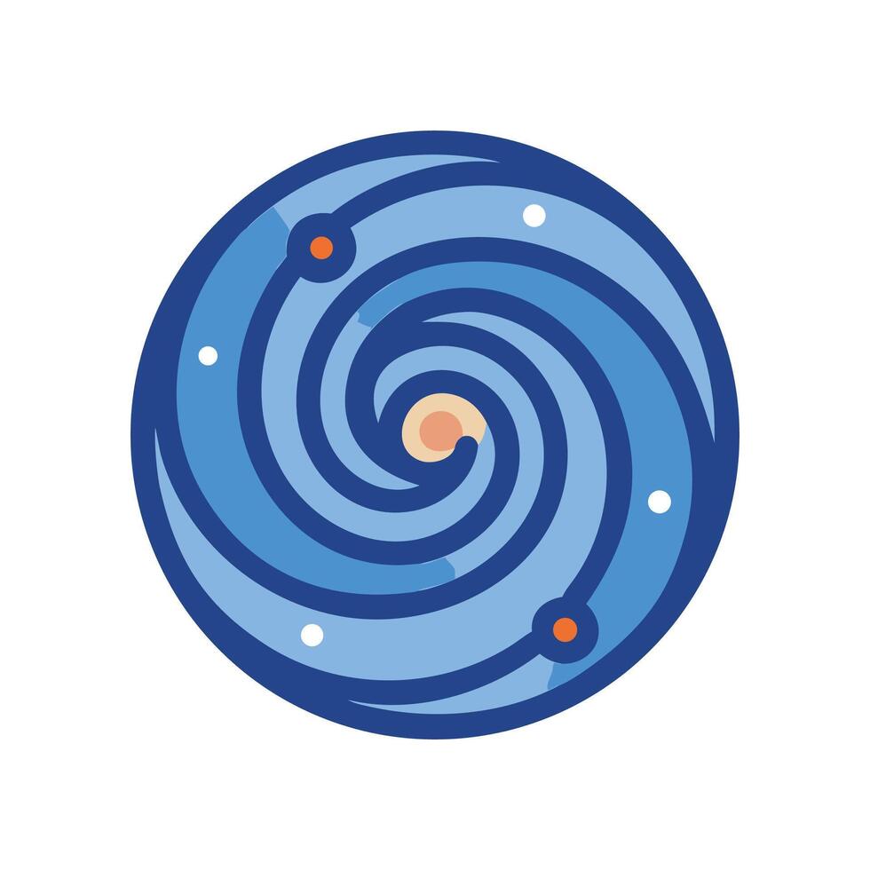 Cartoon Galaxy Illustration on Black Background for Design Projects vector