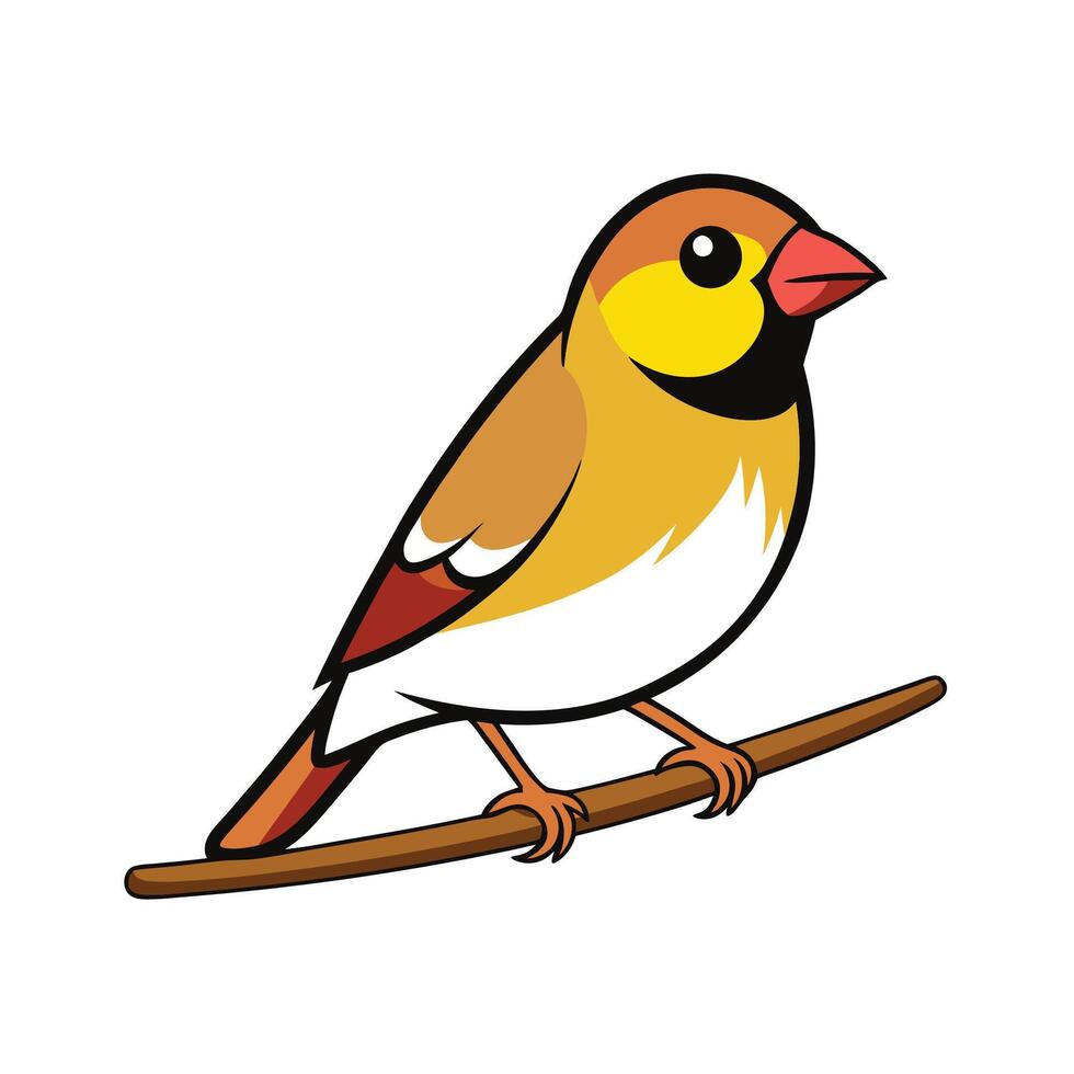 Cartoon Goldfinch perched on branch illustration vector