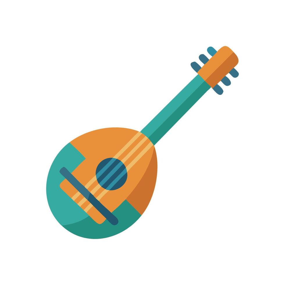 Stylized Cartoon Mandolin Illustration on Black Background vector