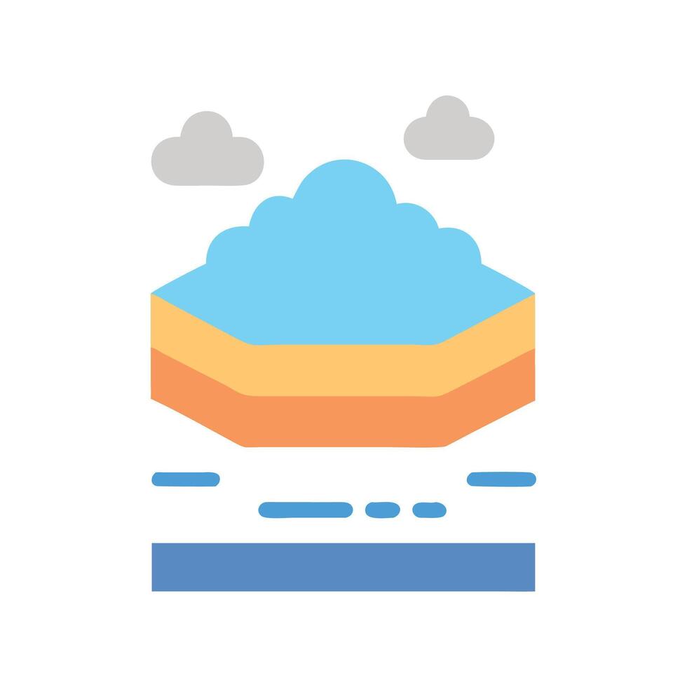 Flat Soil Layers Profile with Clouds Illustration vector