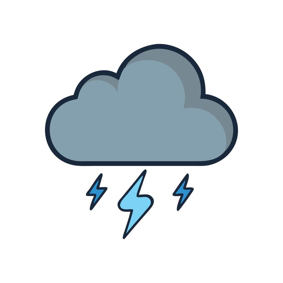 Cartoon cloud with lightning illustration on black background vector