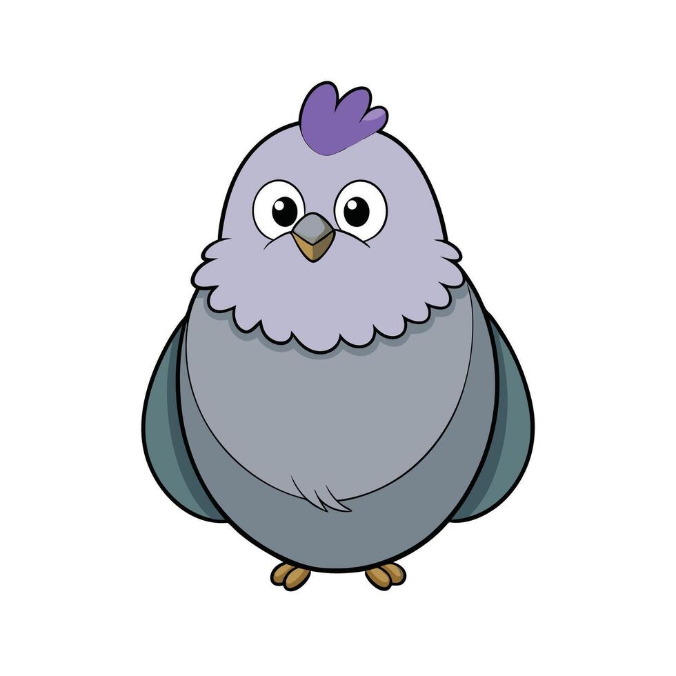 Cute Cartoon Pigeon Illustration, Bird Character Design vector
