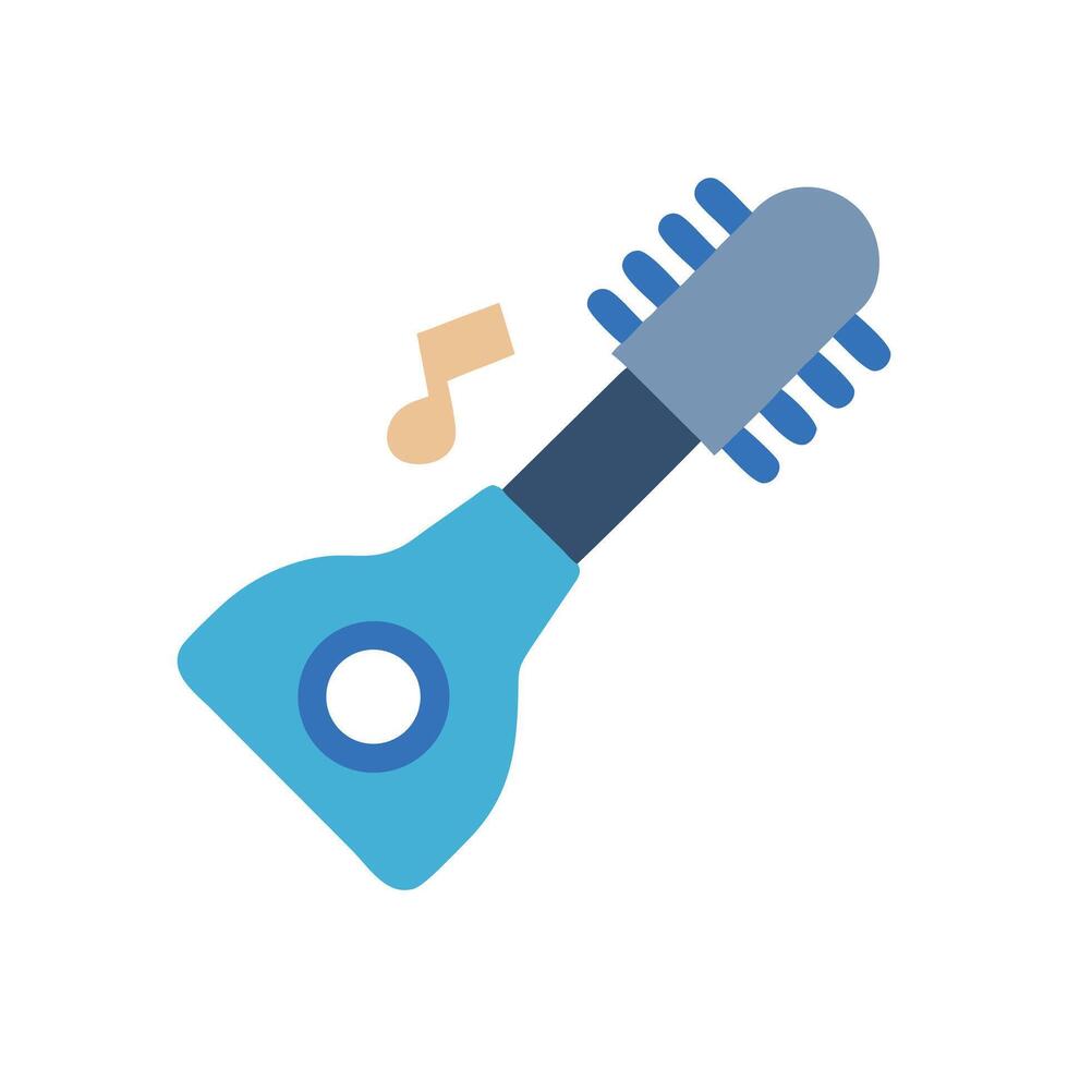 Stylized Sitar Illustration with Musical Note on Black vector