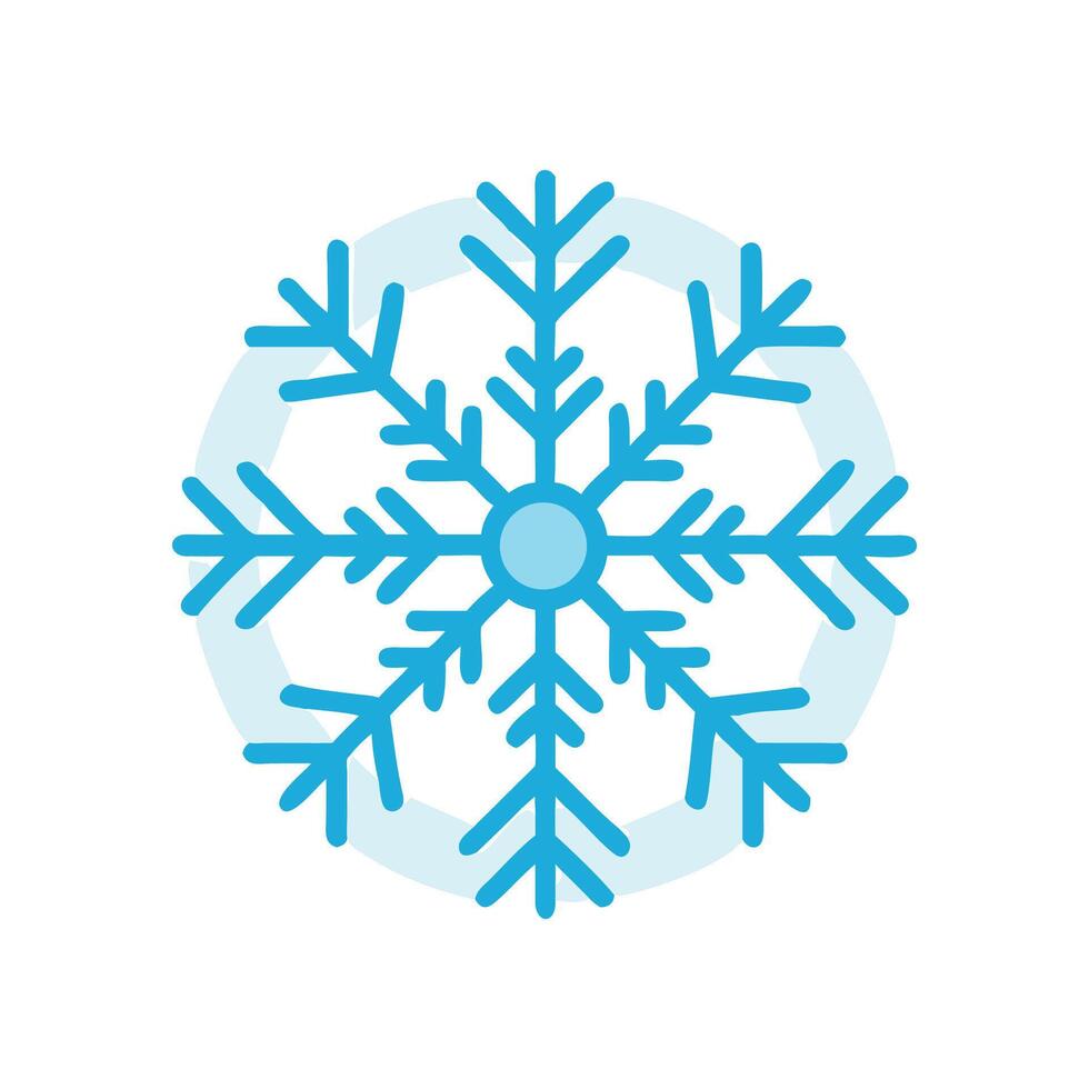 Flat design blue snowflake icon on black background vector