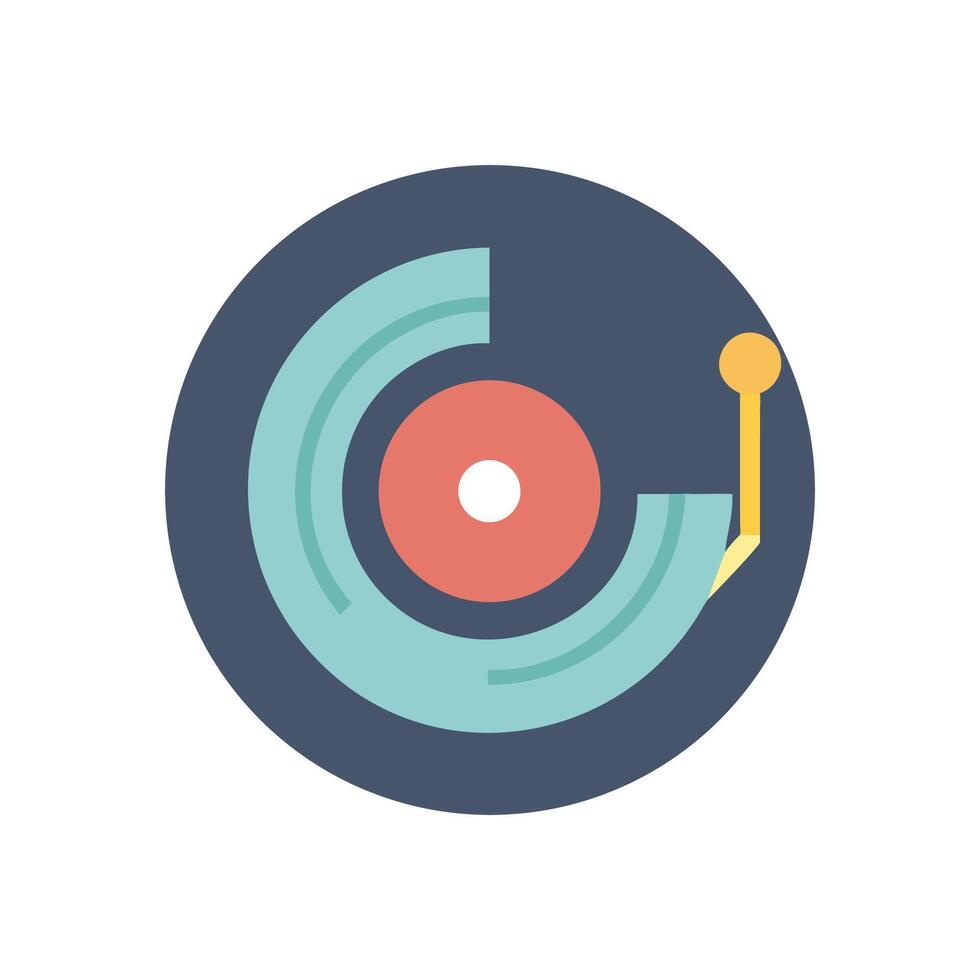 Retro Turntable Flat Style Icon on Black vector