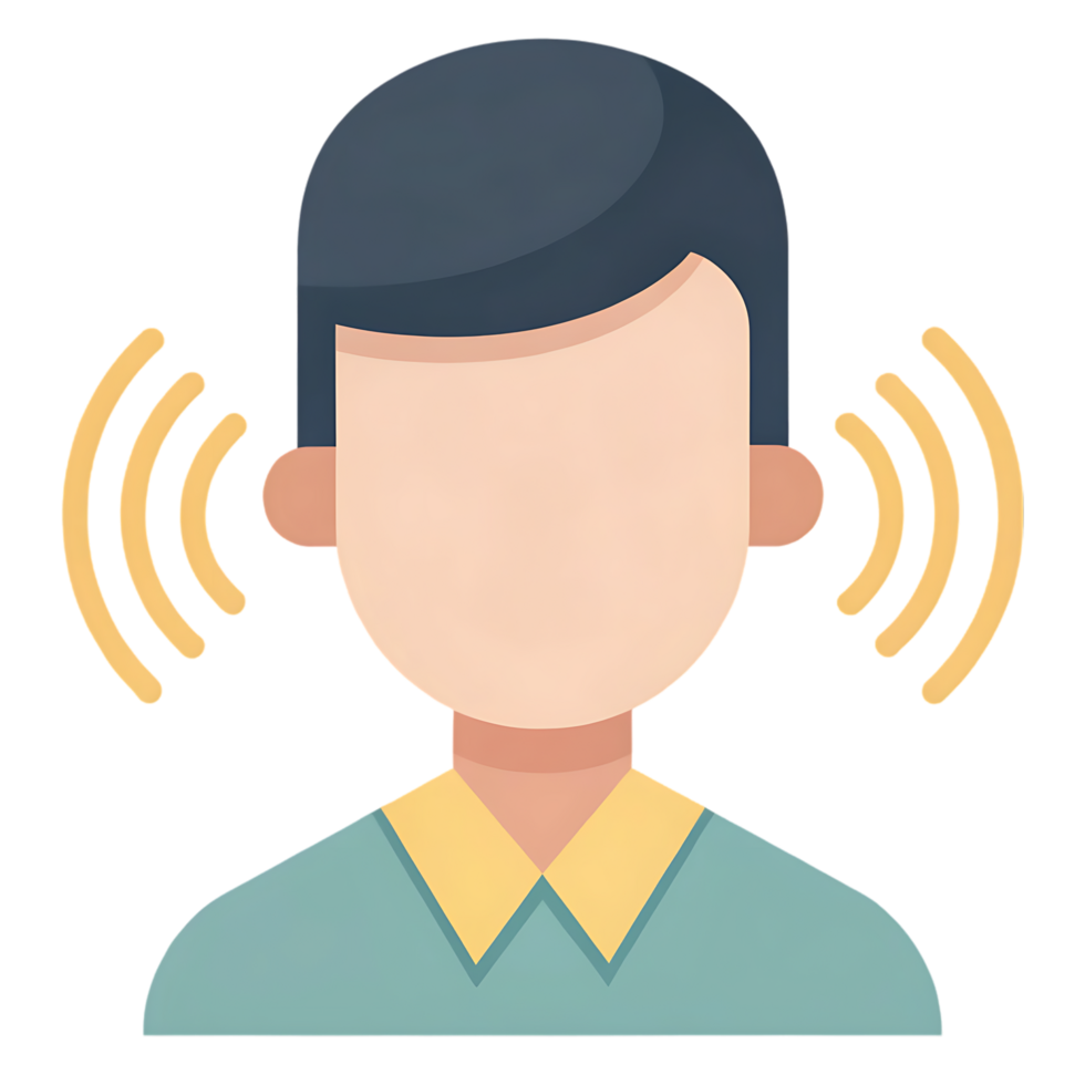 Person listening to audio, podcast, or sound waves. png
