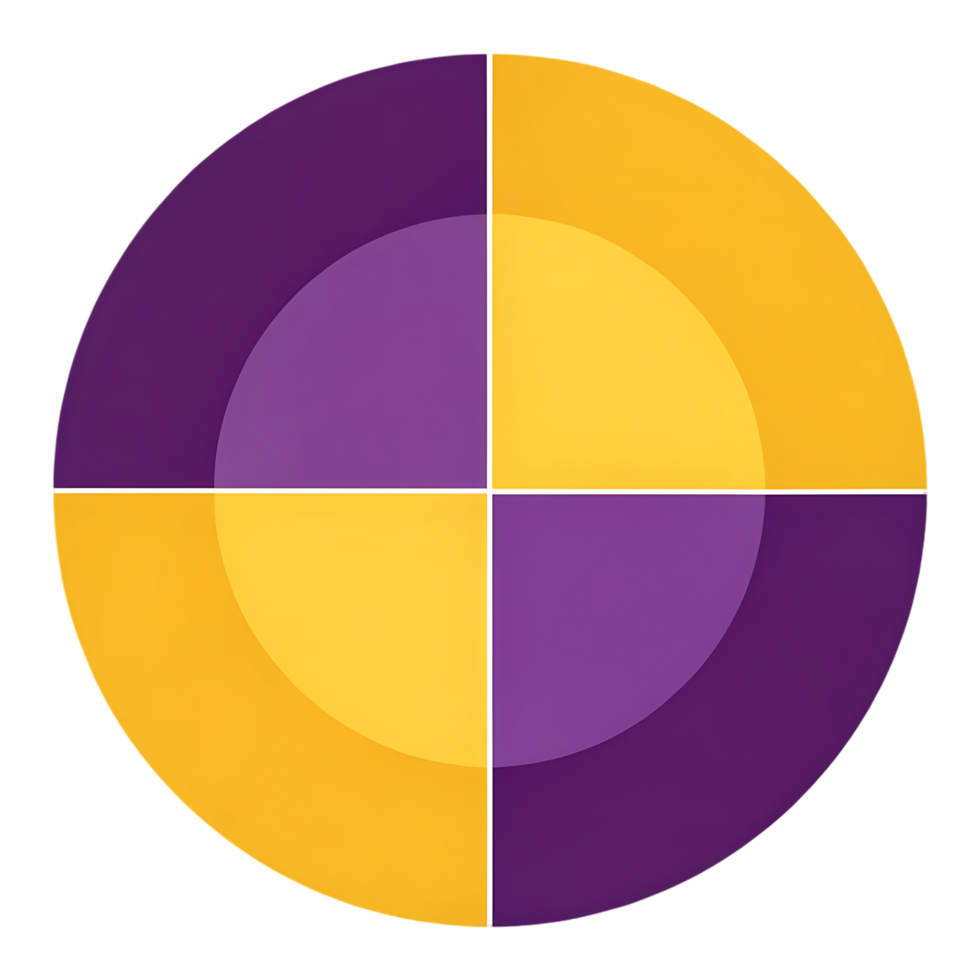 Abstract color circle divided into four quadrants. png