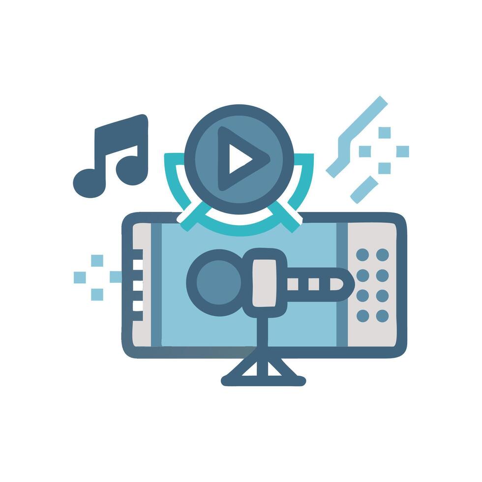 Online Music Learning Phone, Music Note, Play Symbol vector