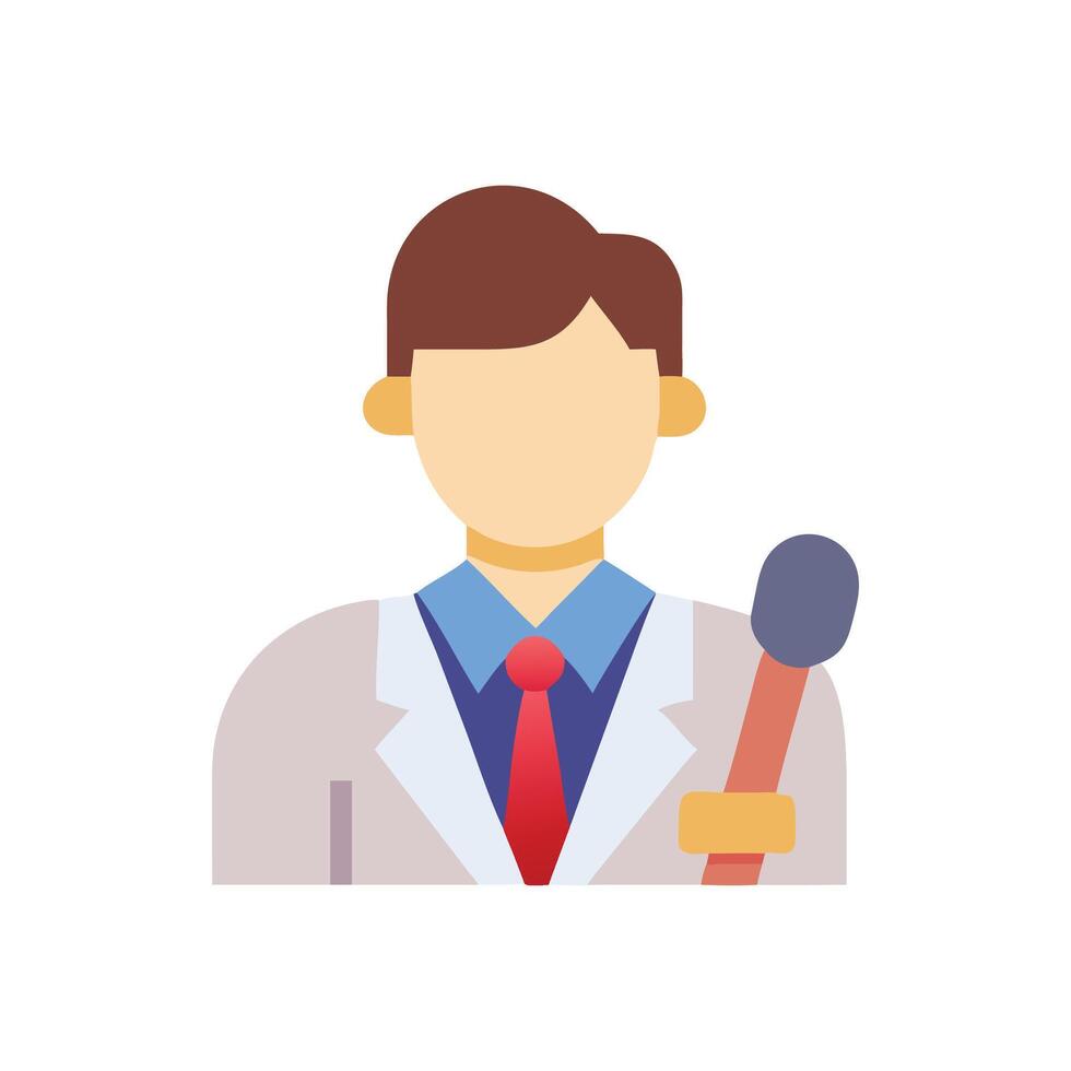 Journalist with microphone graphic illustration on black background vector