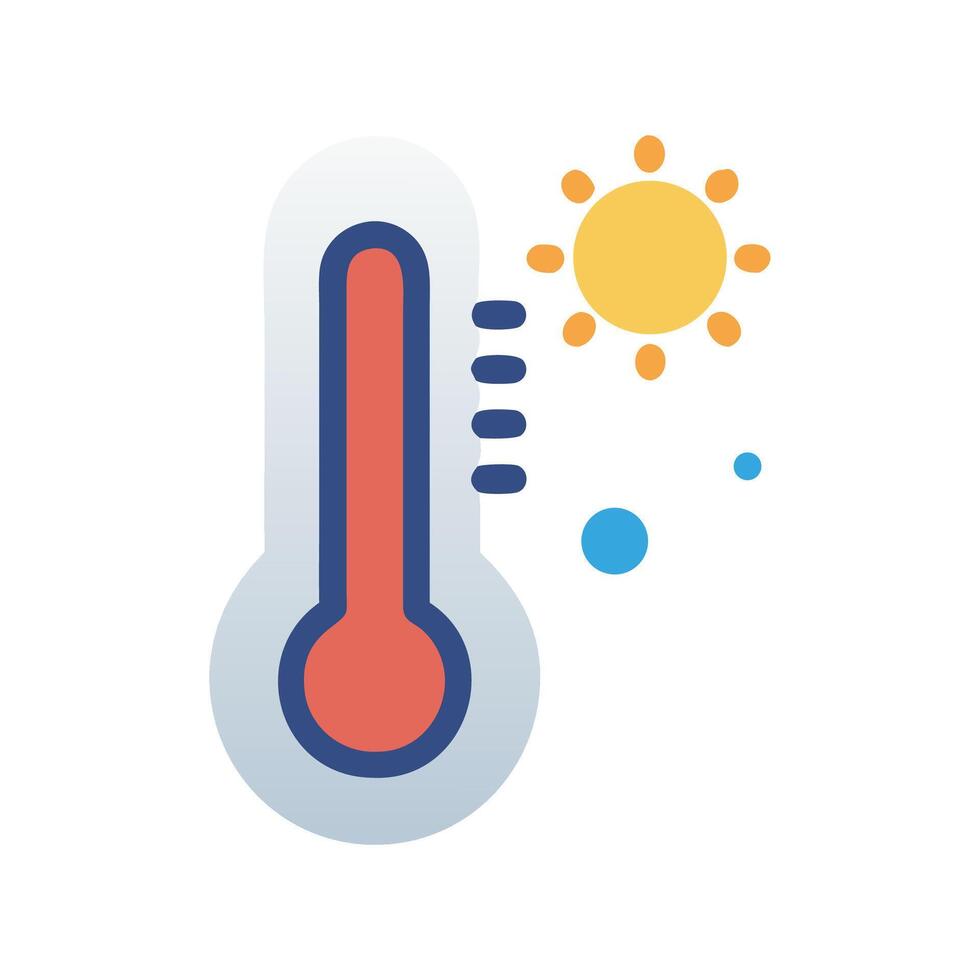 Hot Weather Thermometer Showing High Temperature with Sun vector