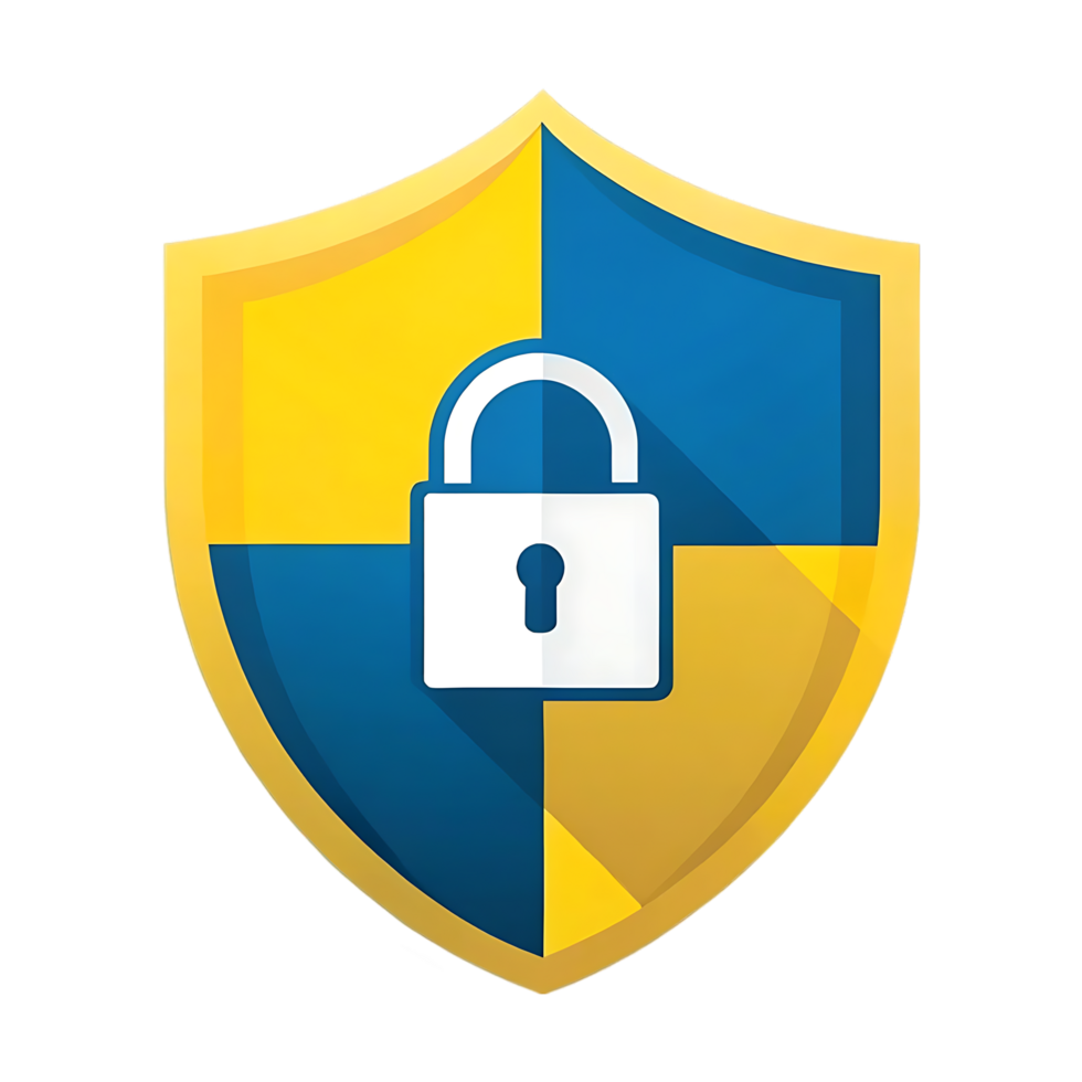 Security shield icon with padlock. Data protection, privacy, safety concept. png