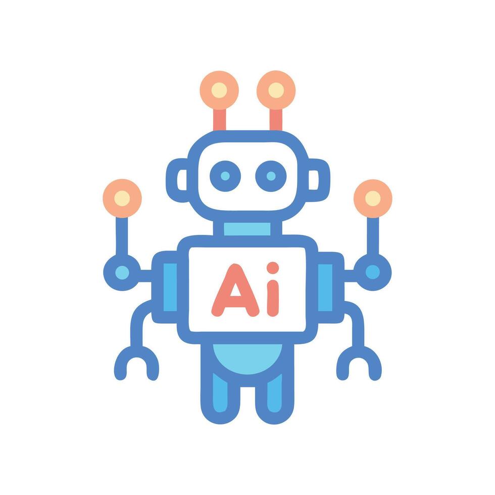 Cute AI Robot Illustration on Black Background vector
