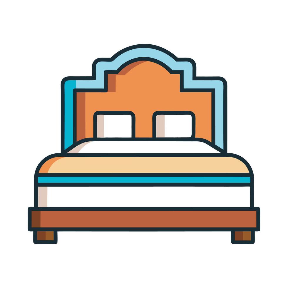 Stylized Illustration of a Comfortable Double Bed vector