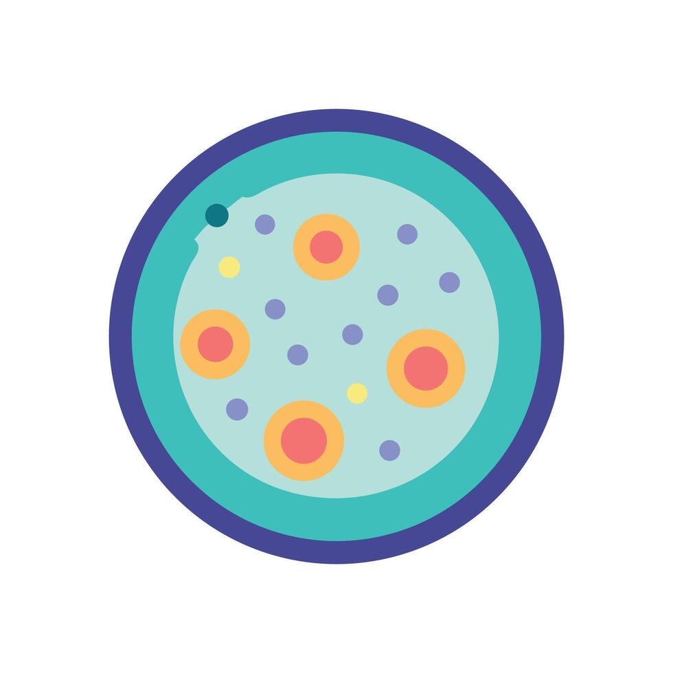 Colorful Petri Dish with Circular Elements on Black Background vector