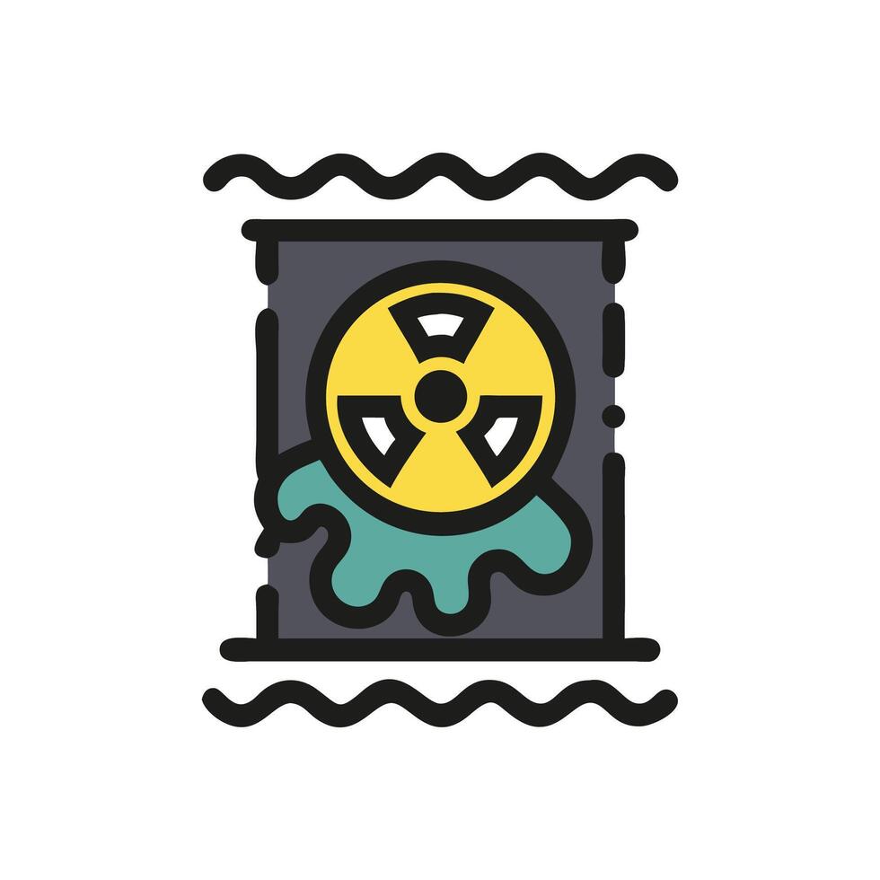 Radioactive Waste Leak from Damaged Container Icon Design vector