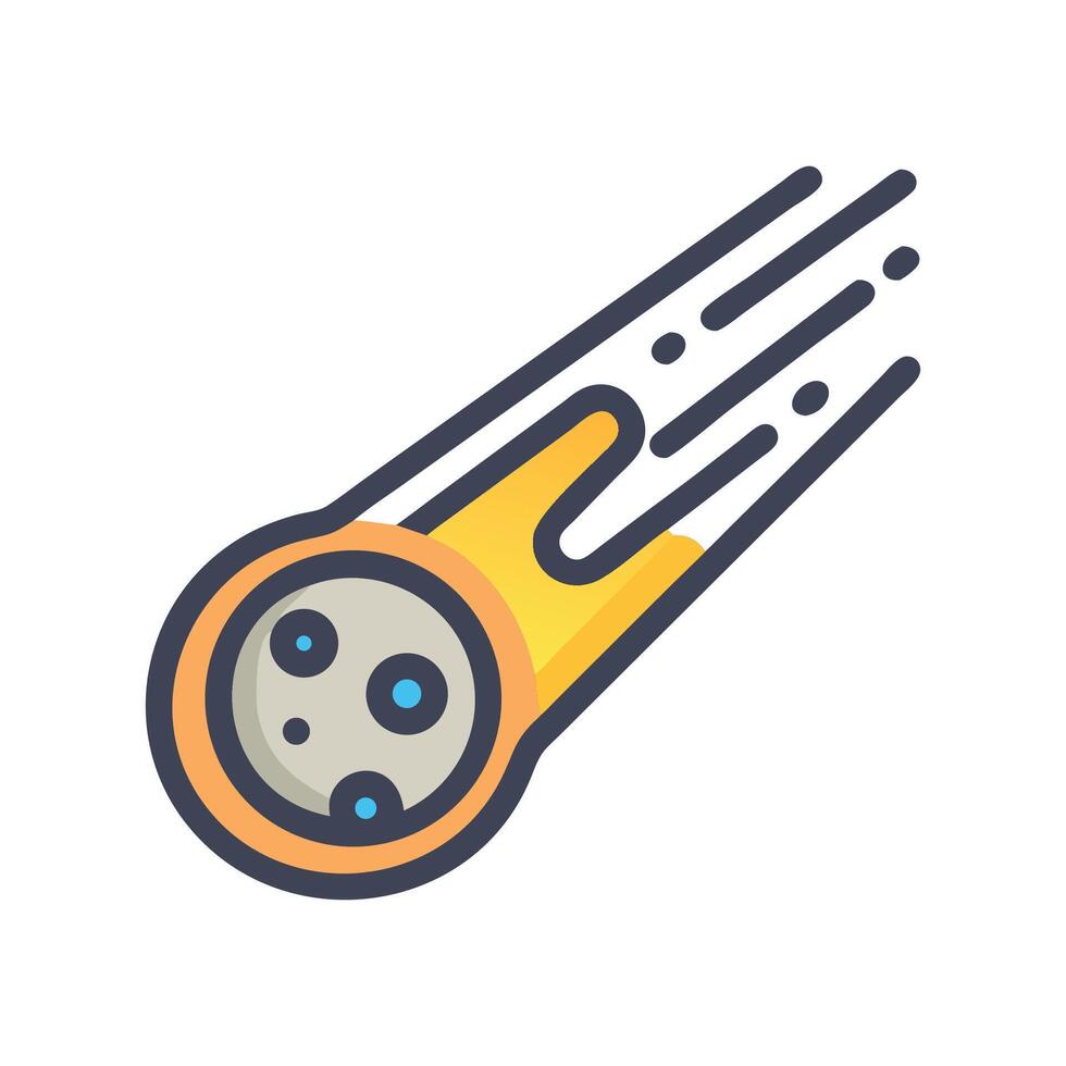 Cartoon Illustration of Falling Meteor on Black Background vector