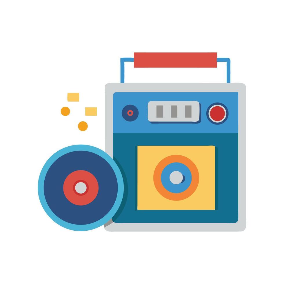 Flat Illustration of Vintage CD Player Isolated vector