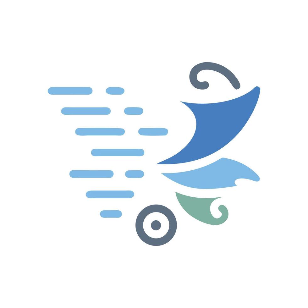 Stylized Wind, Waves, and Wheel Logo Design on Black vector