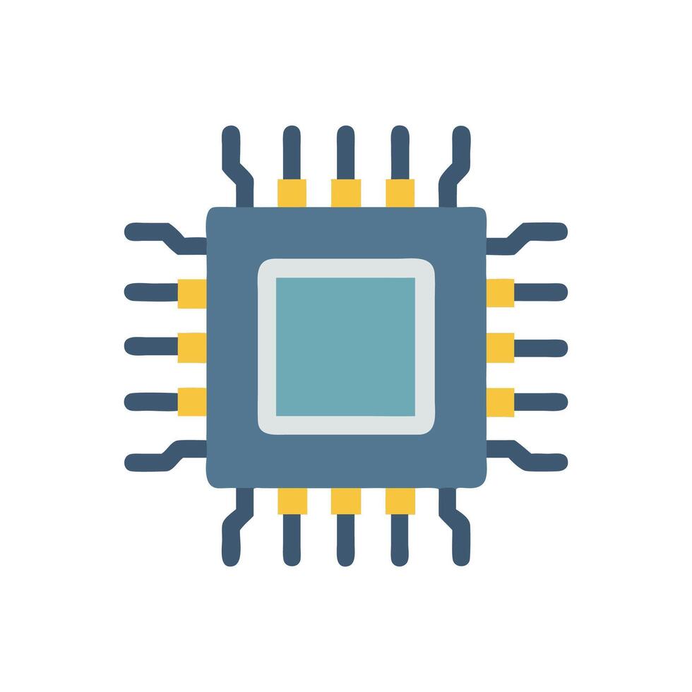 Processor chip illustration on black background technology theme vector
