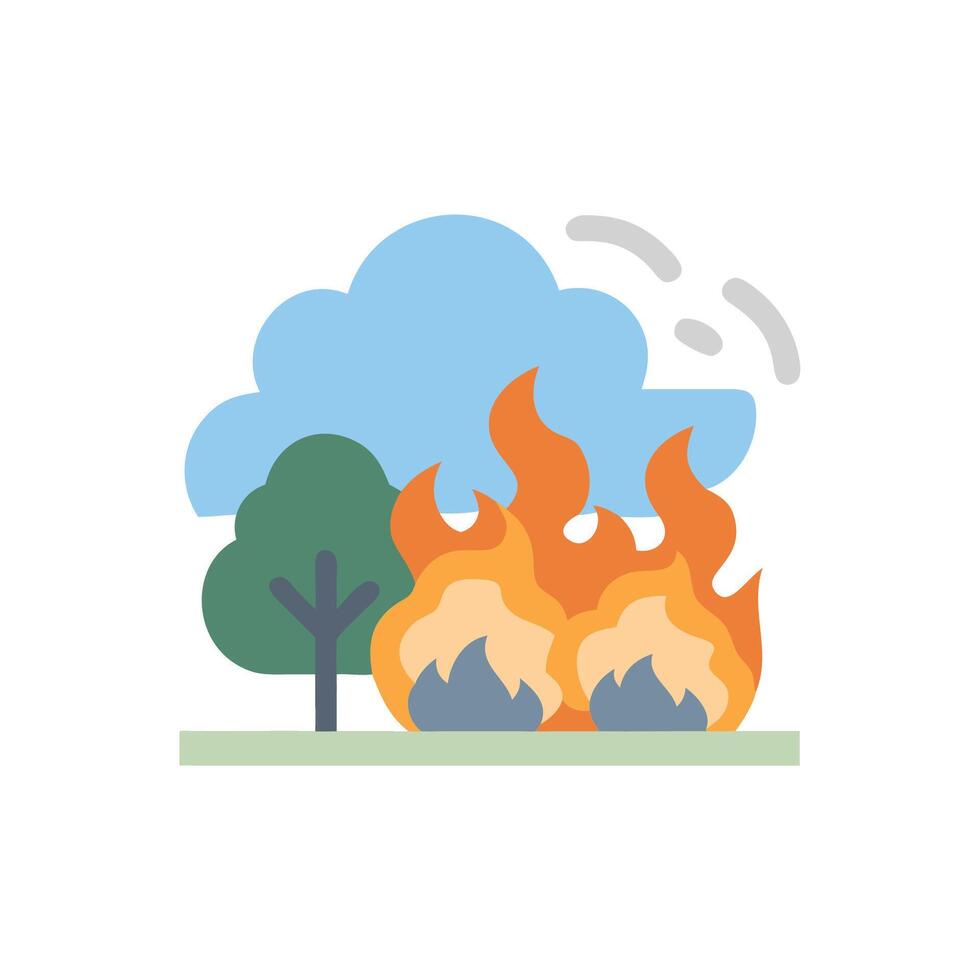 Cartoon Forest Fire Wildfire Disaster Icon Black Background vector