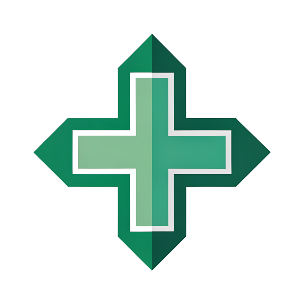 Abstract green cross symbol in a circle. png
