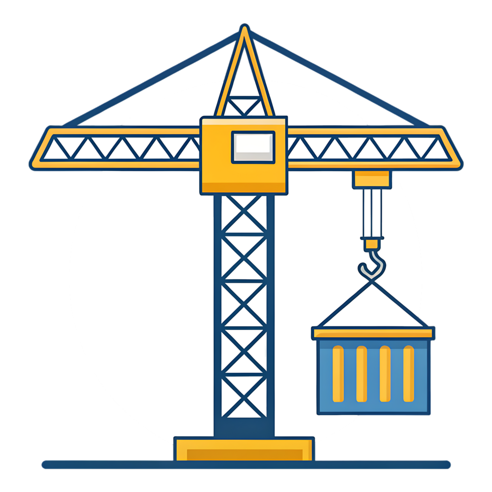 Construction crane lifting a container. png