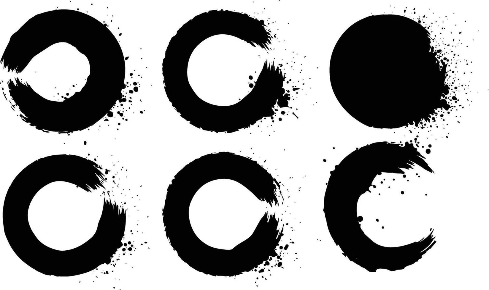 a set of four black ink grunge circles vector