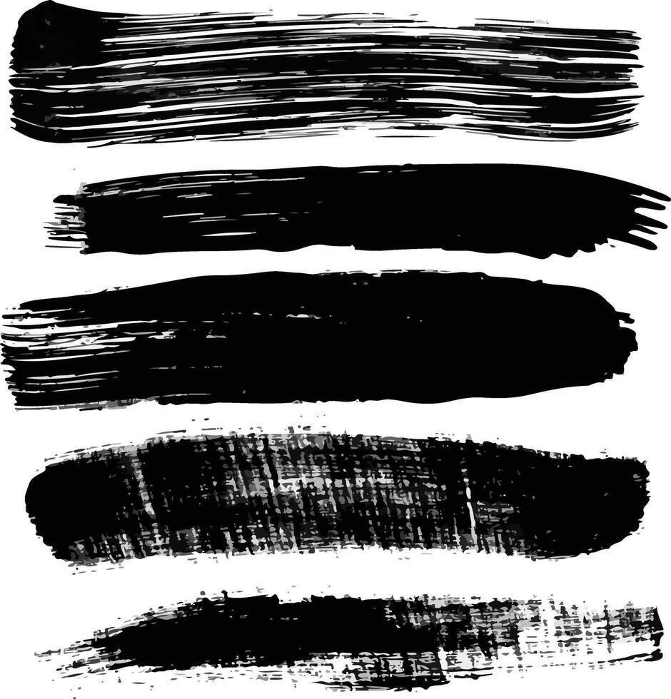 a set of black brush strokes on a white background vector