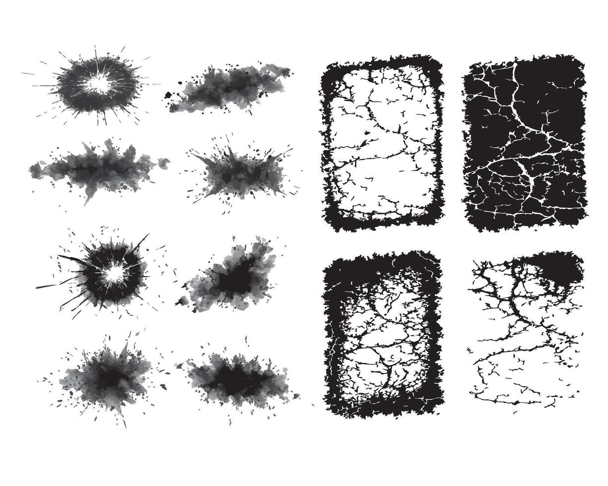 set of grunge texture elements vector