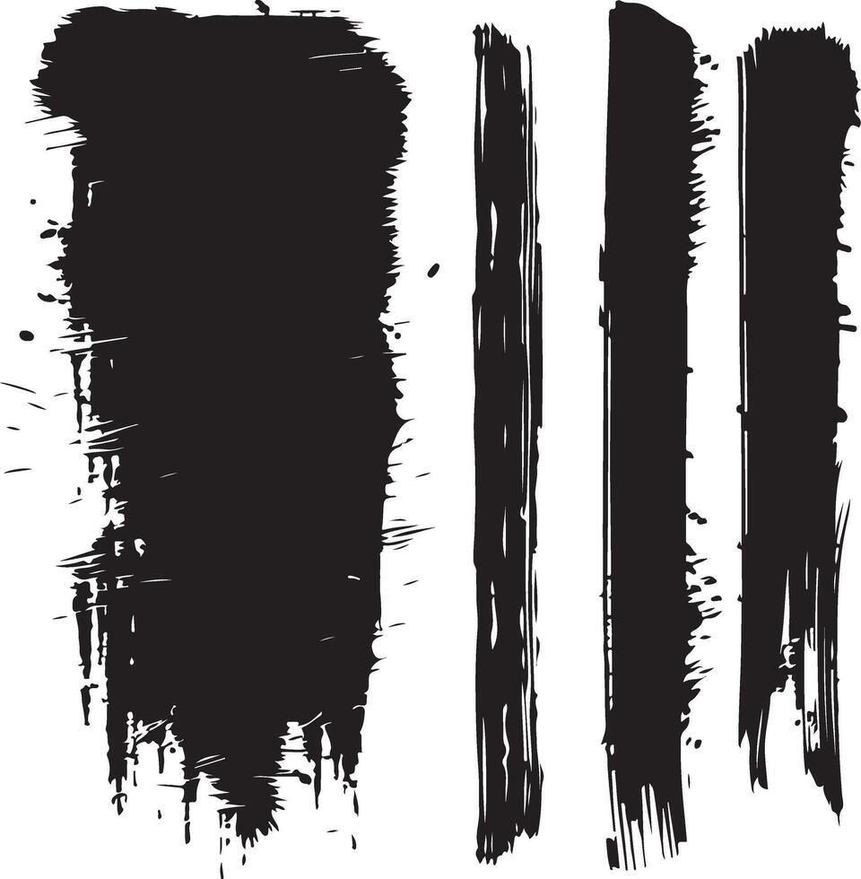 a set of black paint strokes on a white background vector