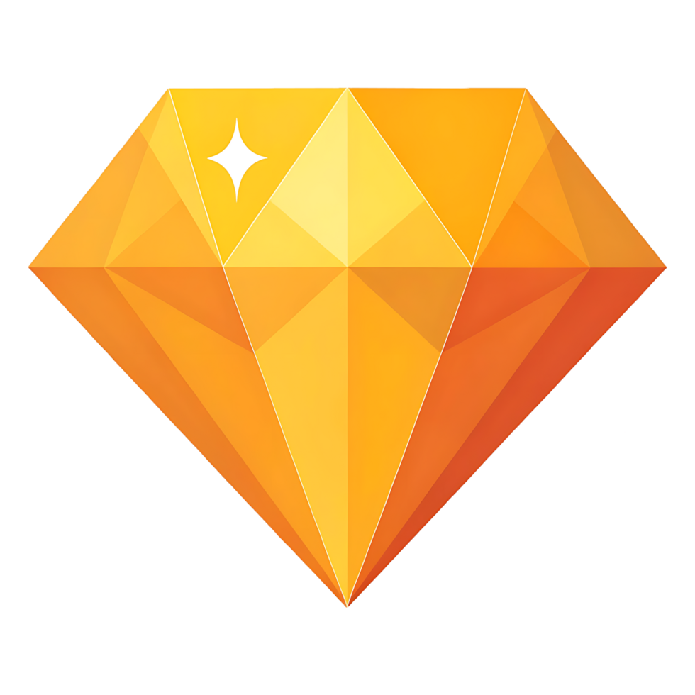 Sparkling golden diamond a symbol of luxury and success with vibrant gradient and facets png
