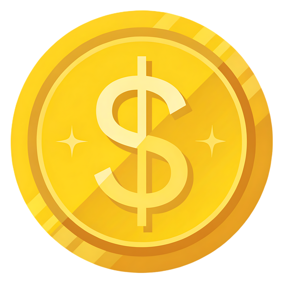 Golden coin with dollar sign. Finance, wealth, and success concept. png