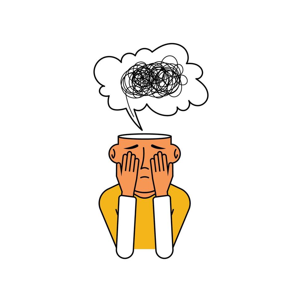 Stressed Man with Anxiety and Mental Overload Illustration vector