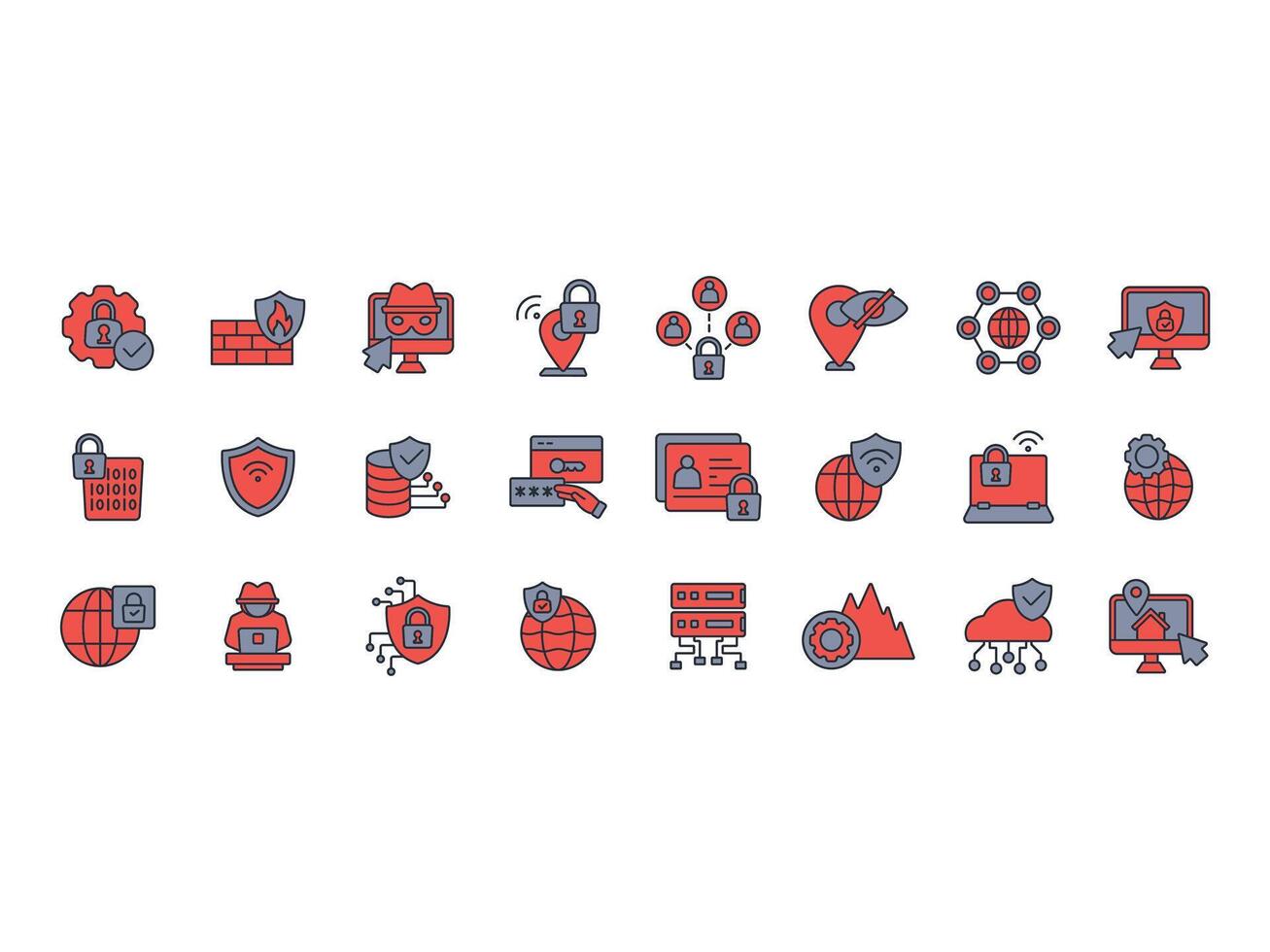 vpn icon set colours collection vector