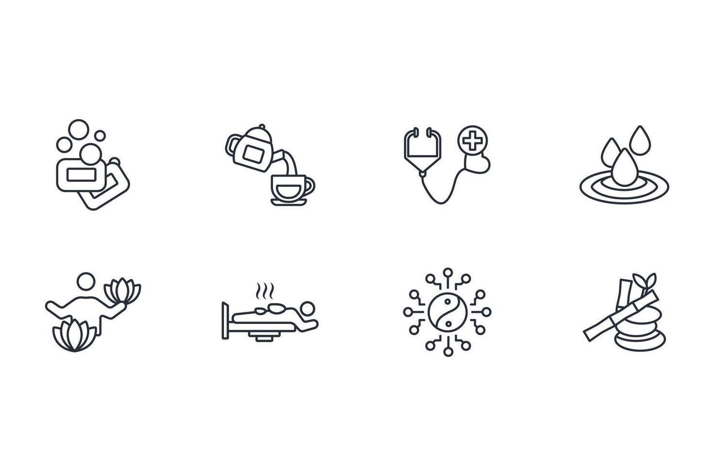 beauty and spa icon set line style collection vector