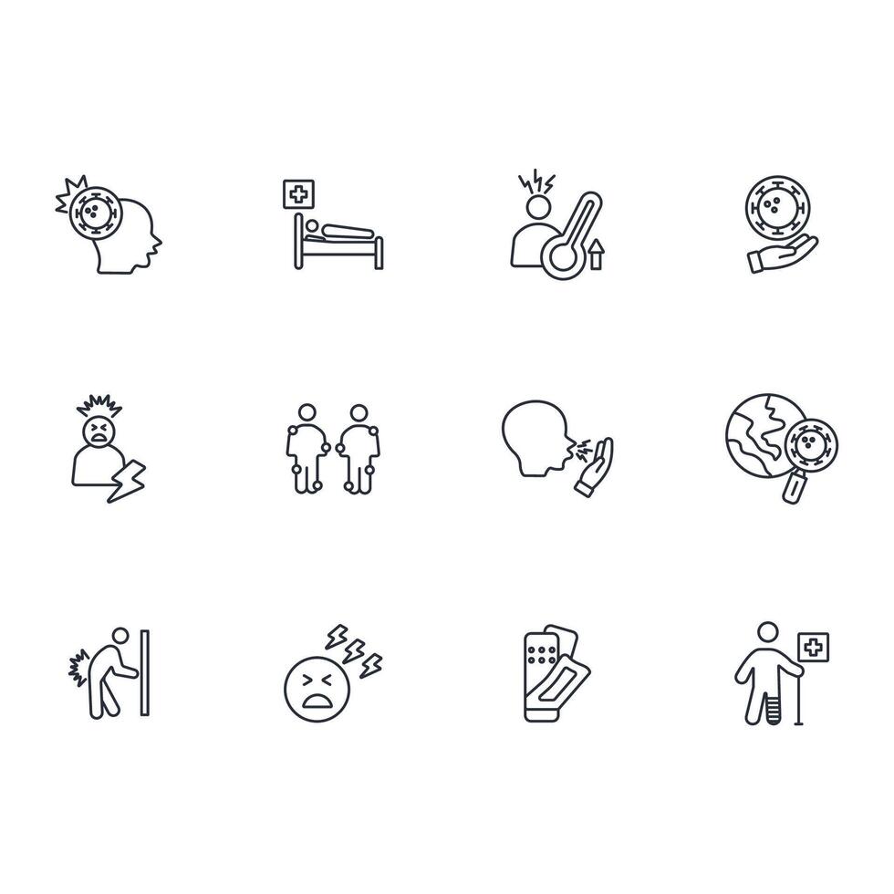 sickness line set icon vector