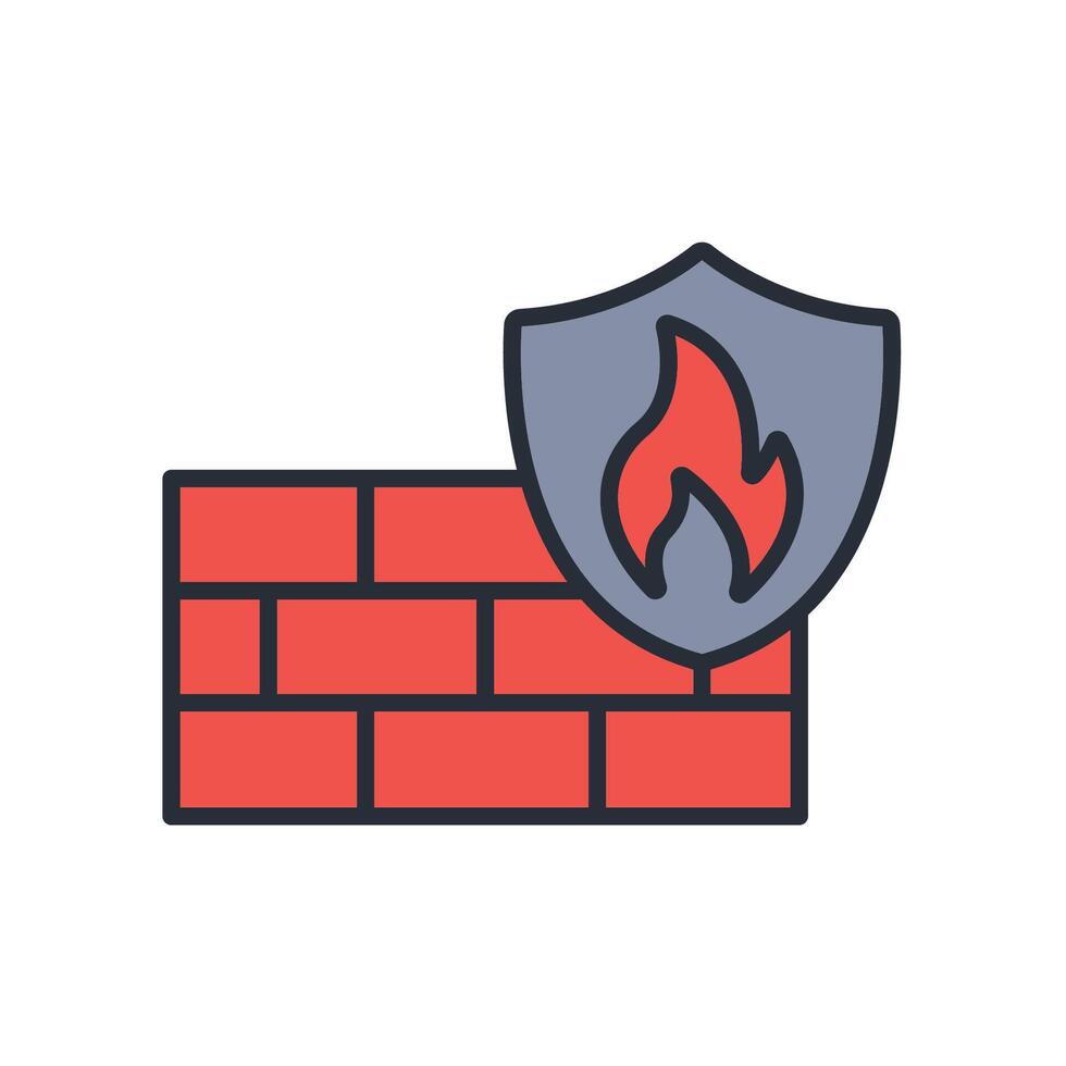 firewall icon colours collection vector