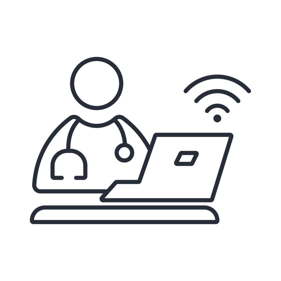 tele health icon Editable stroke vector