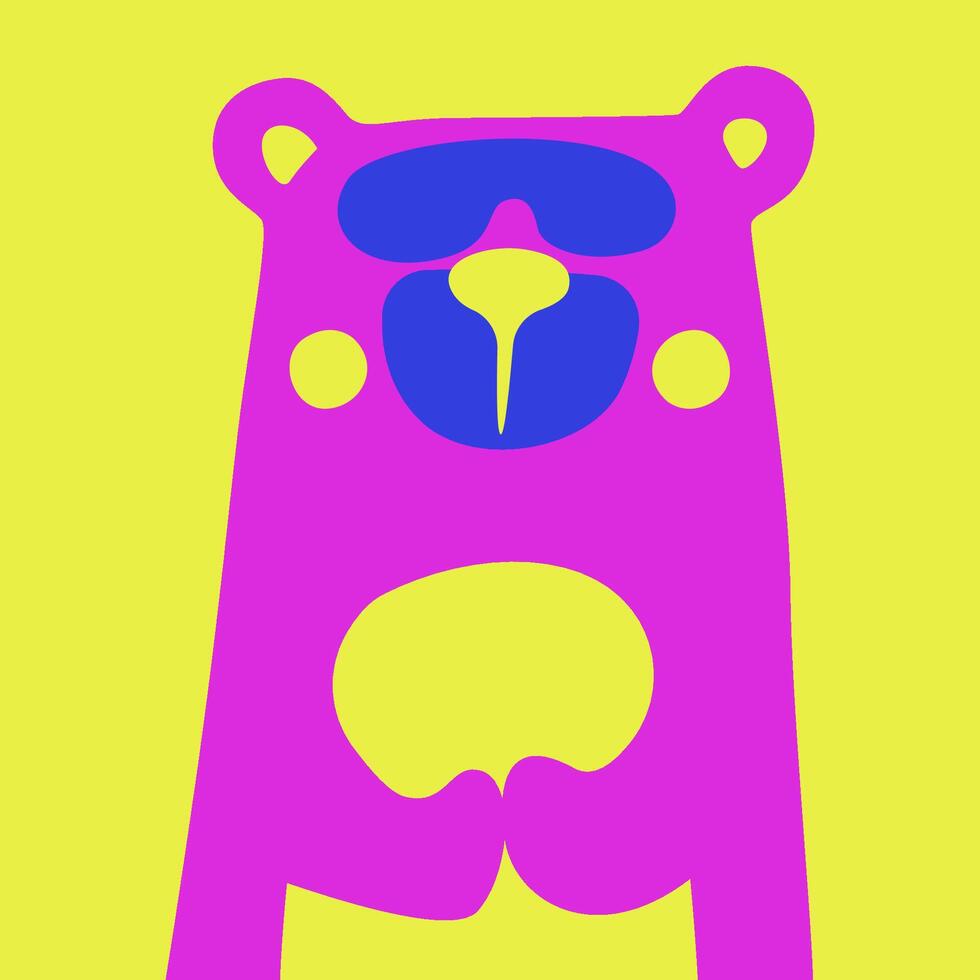 Neon cute color scandinavian bear illustration vector