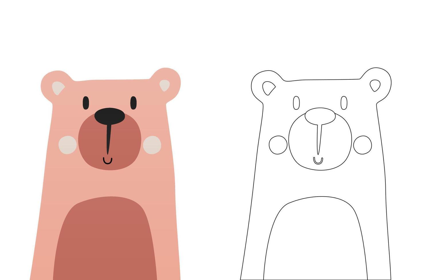 cartoon of cute pink scandinavian bear coloring sheet vector