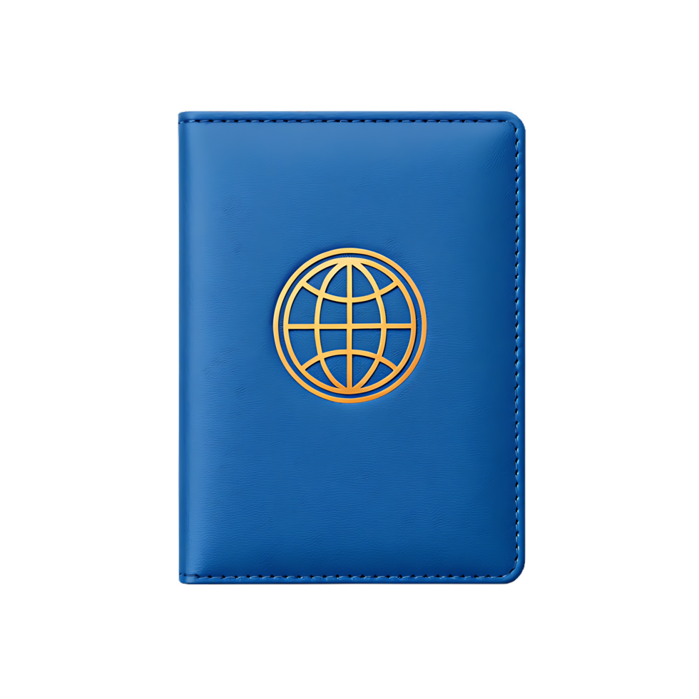 Passport cover with globe symbol. Travel, adventure, exploration. png